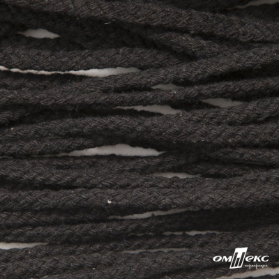 Шнур плетеный d-6 мм круглый, 70% хлопок 30% полиэстер, уп.90+/-1 м, цв.1078-черный - купить в Набережных Челнах. Цена: 588 руб.