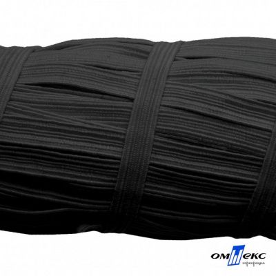Резиновые нити с текстильным покрытием, шир. 6 мм (55 м/уп), цв.-черный - купить в Набережных Челнах. Цена: 210.75 руб.