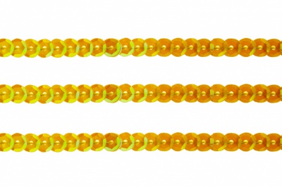 Пайетки "ОмТекс" на нитях, CREAM, 6 мм С / упак.73+/-1м, цв. 92 - золото - купить в Набережных Челнах. Цена: 484.77 руб.