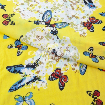 Плательная ткань "Софи" 7.2, 75 гр/м2, шир.150 см, принт бабочки - купить в Набережных Челнах. Цена 243.96 руб.