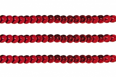 Пайетки "ОмТекс" на нитях, SILVER-BASE, 6 мм С / упак.73+/-1м, цв. 3 - красный - купить в Набережных Челнах. Цена: 468.37 руб.