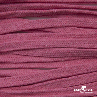 Шнур плетеный d-8 мм плоский, 70% хлопок 30% полиэстер, уп.85+/-1 м, цв.1029-розовый - купить в Набережных Челнах. Цена: 735 руб.