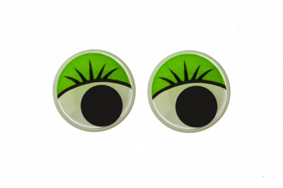 Глазки для игрушек, круглые, с бегающими зрачками, 15 мм/упак.50+/-2 шт, цв. -зеленый - купить в Набережных Челнах. Цена: 113.01 руб.