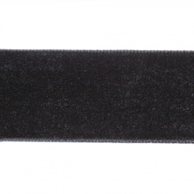 Лента бархатная нейлон, шир.25 мм, (упак. 45,7м), цв.03-черный - купить в Набережных Челнах. Цена: 800.84 руб.