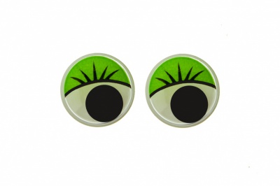 Глазки для игрушек, круглые, с бегающими зрачками, 12 мм/упак.50+/-2 шт, цв. -зеленый - купить в Набережных Челнах. Цена: 96.01 руб.