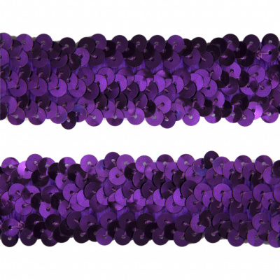 Тесьма с пайетками 12, шир. 30 мм/уп. 25+/-1 м, цвет фиолет - купить в Набережных Челнах. Цена: 1 098.48 руб.
