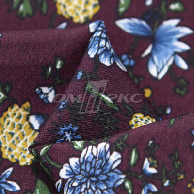 Плательная ткань "Фламенко" 4.1, 80 гр/м2, шир.150 см, принт растительный - купить в Набережных Челнах. Цена 259.21 руб.